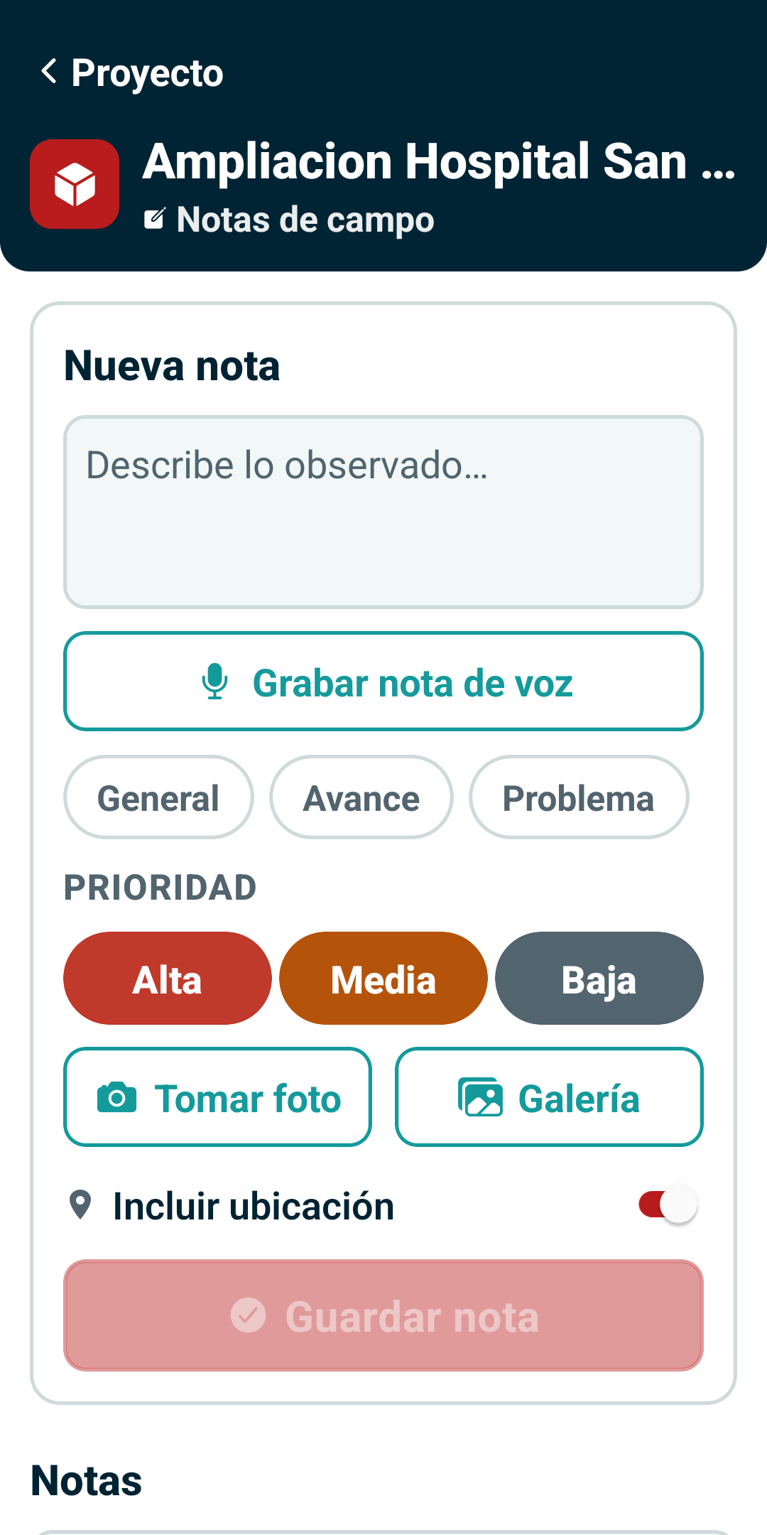 Notas de campo con foto