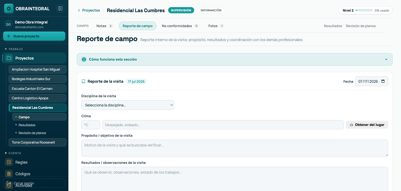 Reporte de campo